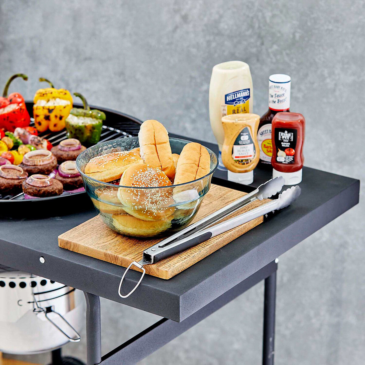 Kettle Grill with Side Table black, TOWER