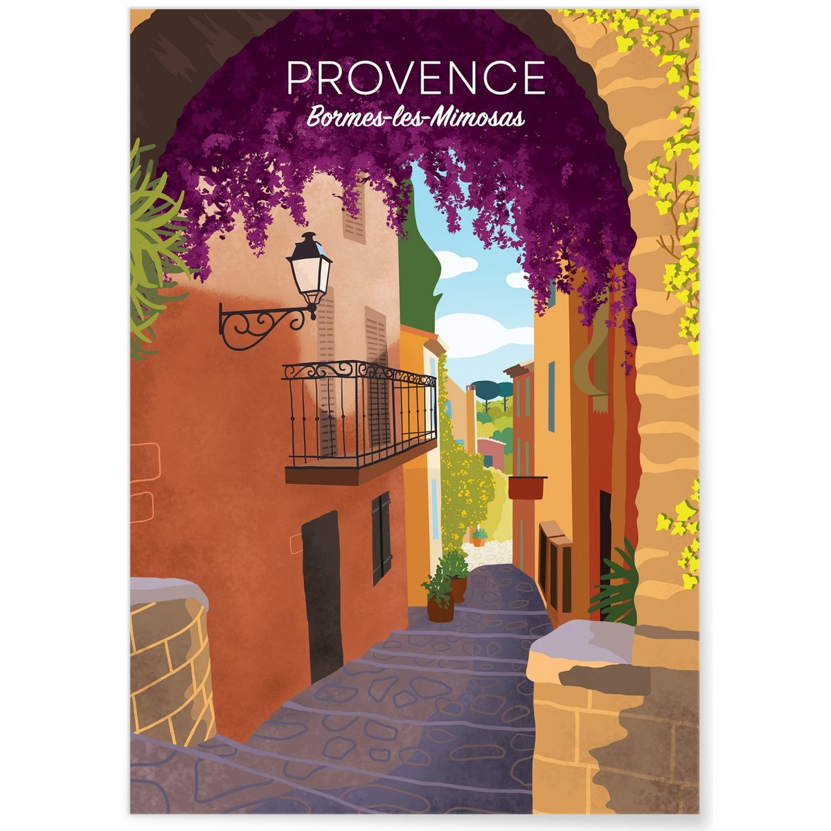 Affiche ville Bormes-les-Mimosas blanc, L'AFFICHERIE