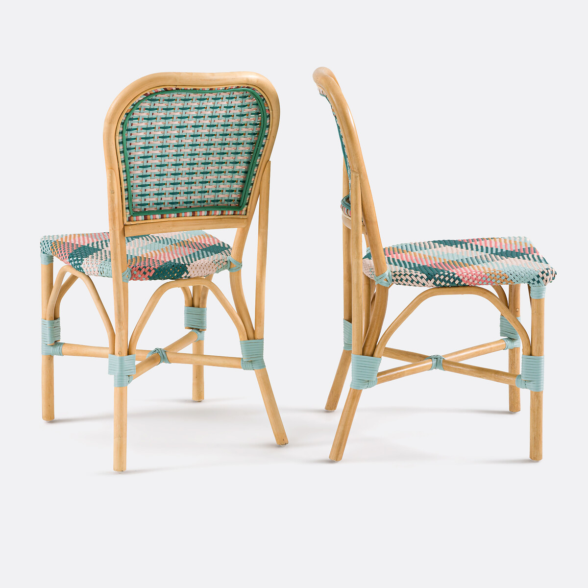 Lot de 2 chaises tressées tartan, Musette multicolore rose, LA REDOUTE INTERIEURS
