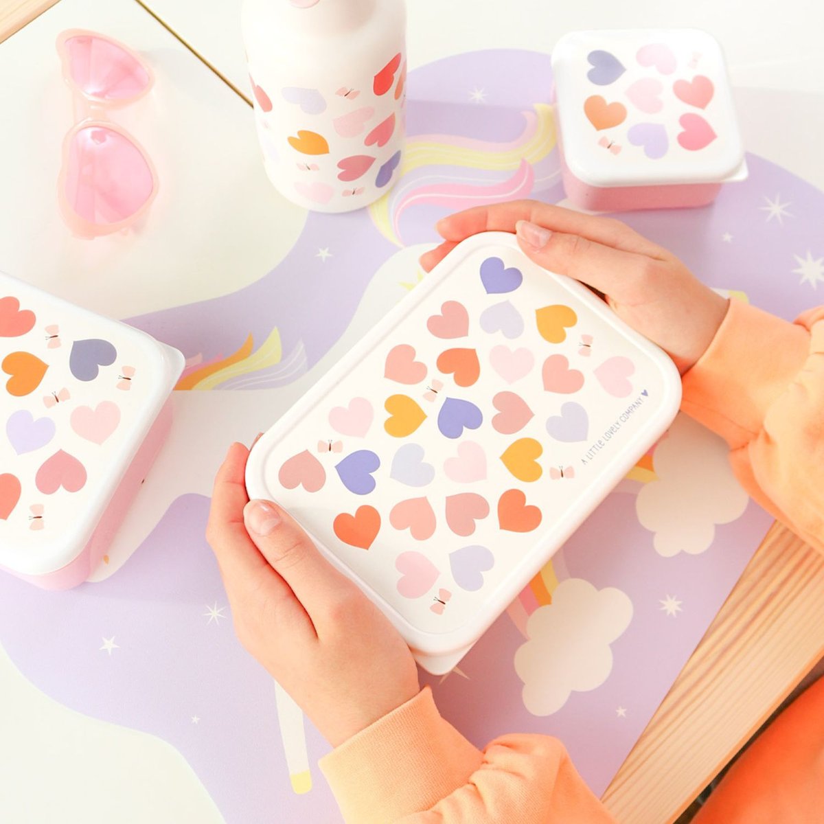 Lunch box en acier inoxydable rose, orange, violet, A LITTLE LOVELY COMPANY
