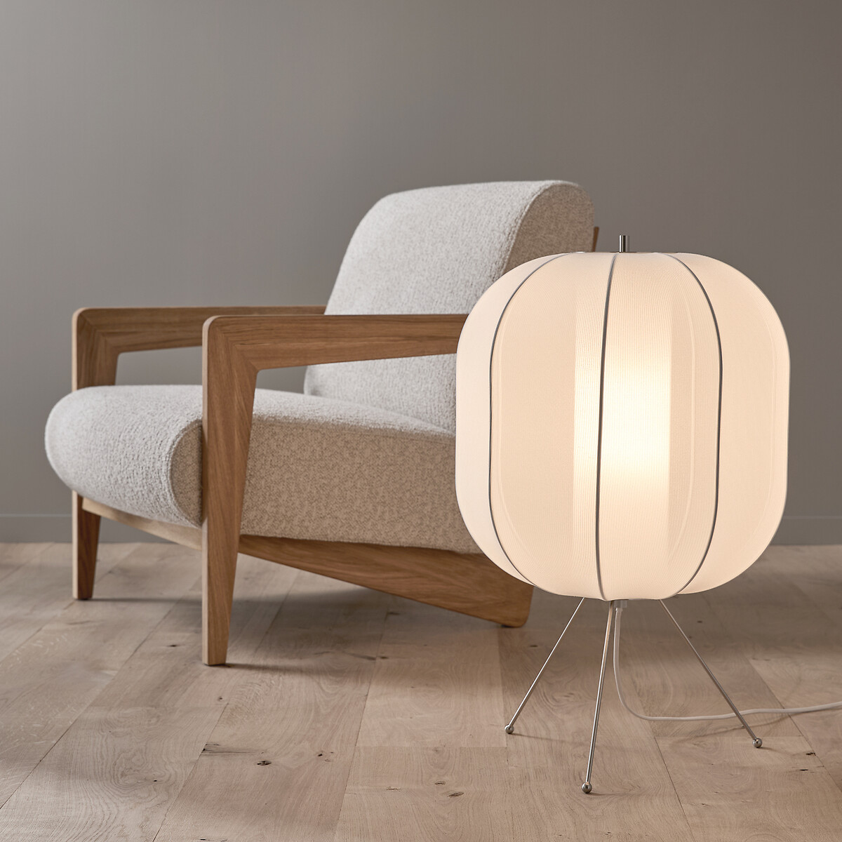 Lampe de sol, lampion en maille, Satchi blanc, AM.PM