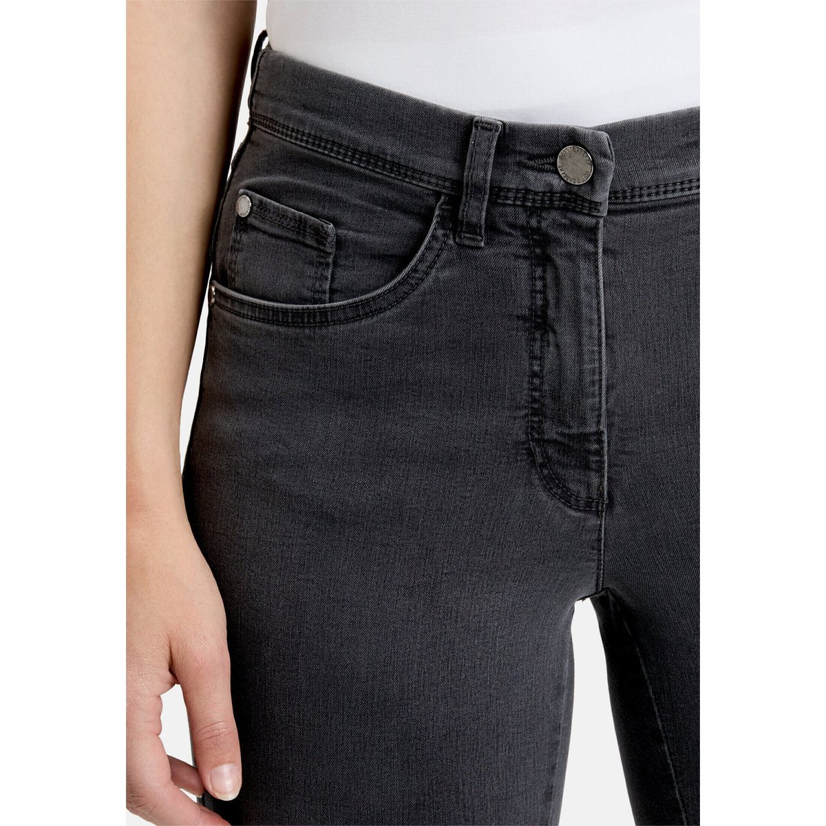 Pantalon stretch à taille élastique grey denim, BETTY BARCLAY