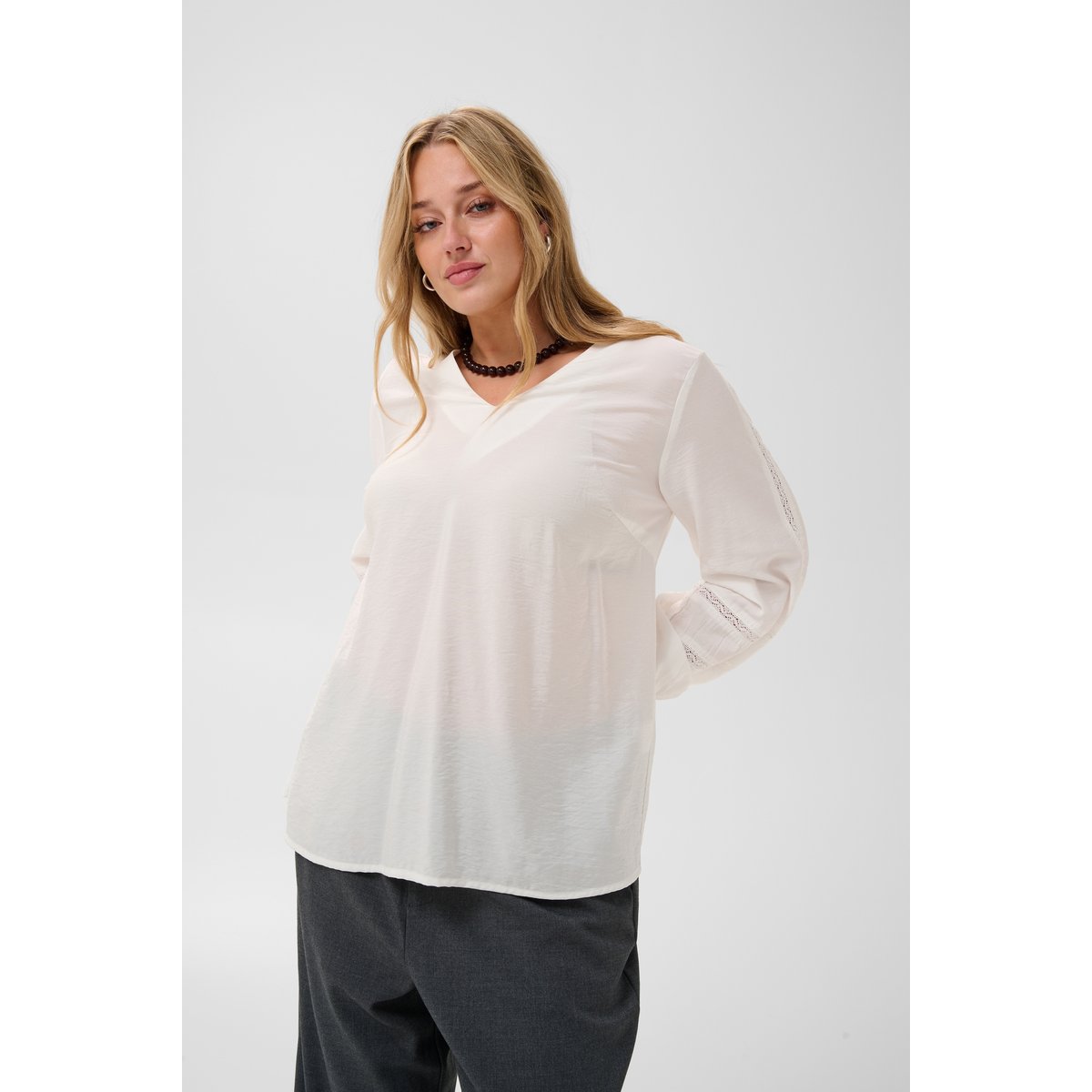 Blouse à manches longues blanc chalk, KAFFE CURVE