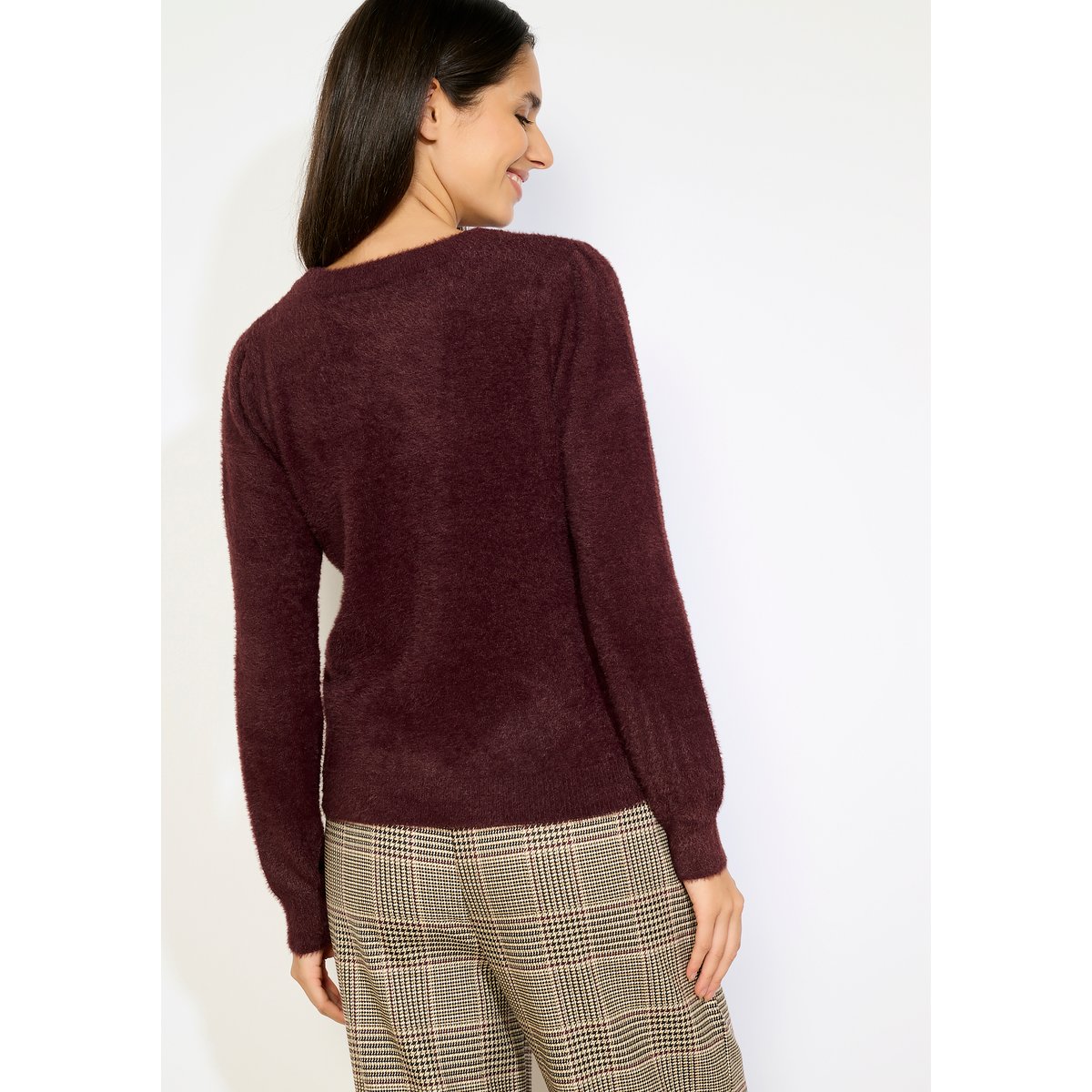 Pull en maille douce bordeaux wine, LOLALIZA