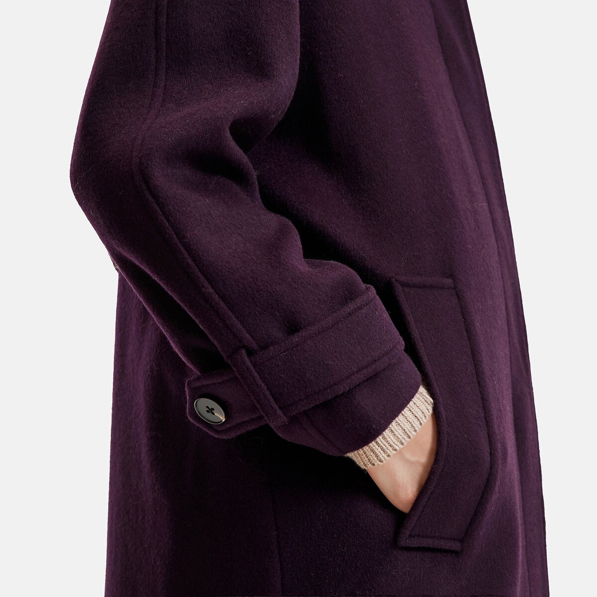 Abrigo en mezcla de lana, Signature ISIDORE violeta ciruela, LA REDOUTE COLLECTIONS