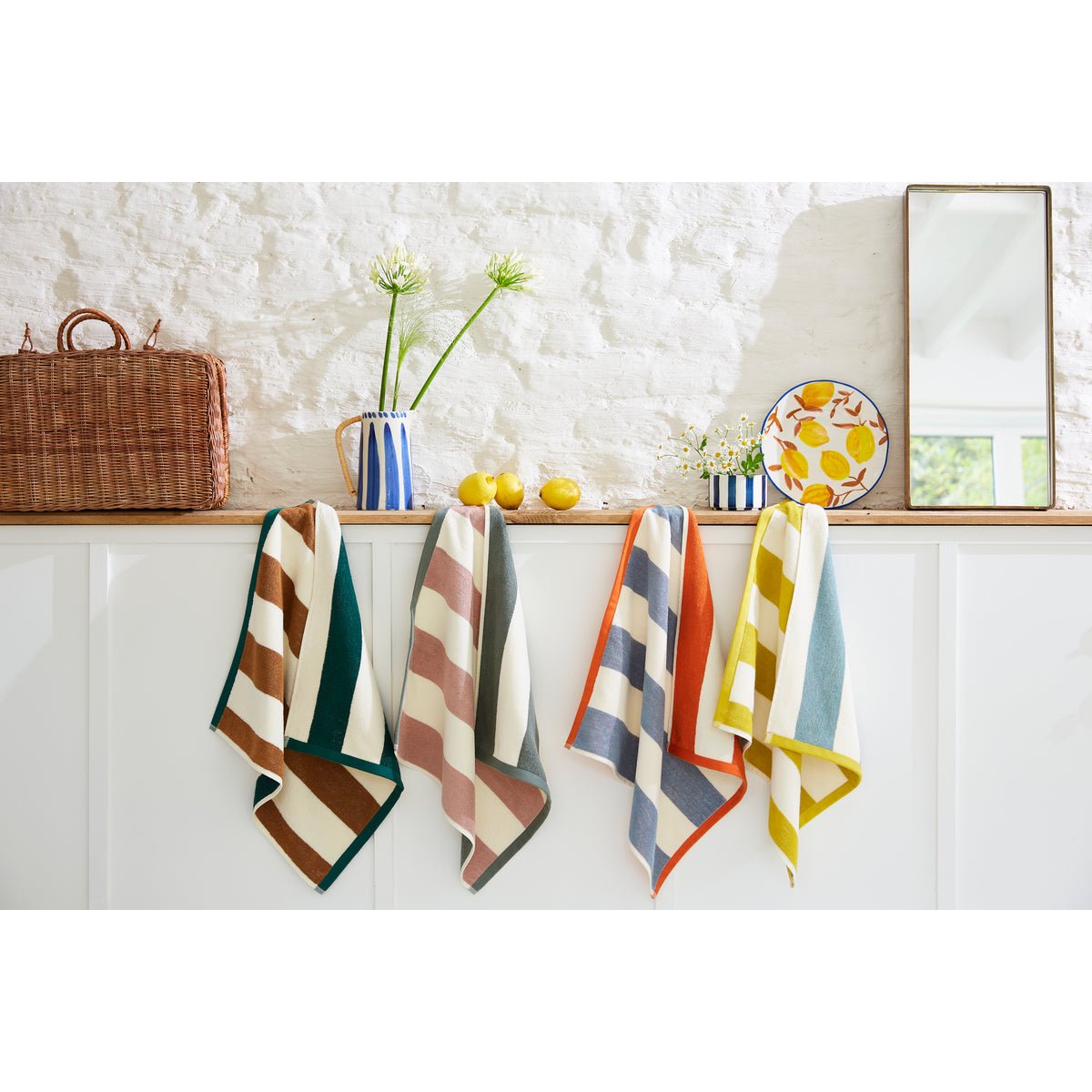Essuie-mains éponge jacquard RIVAGE jaune et bleu, COUCKE