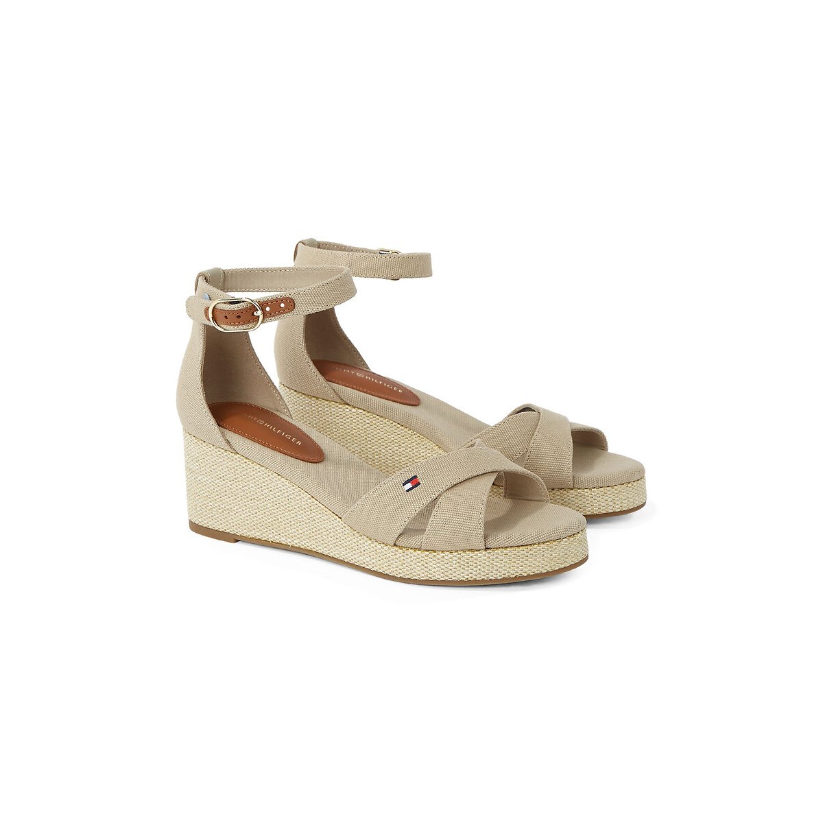 Sandales croisées compensées Flag beige, TOMMY HILFIGER
