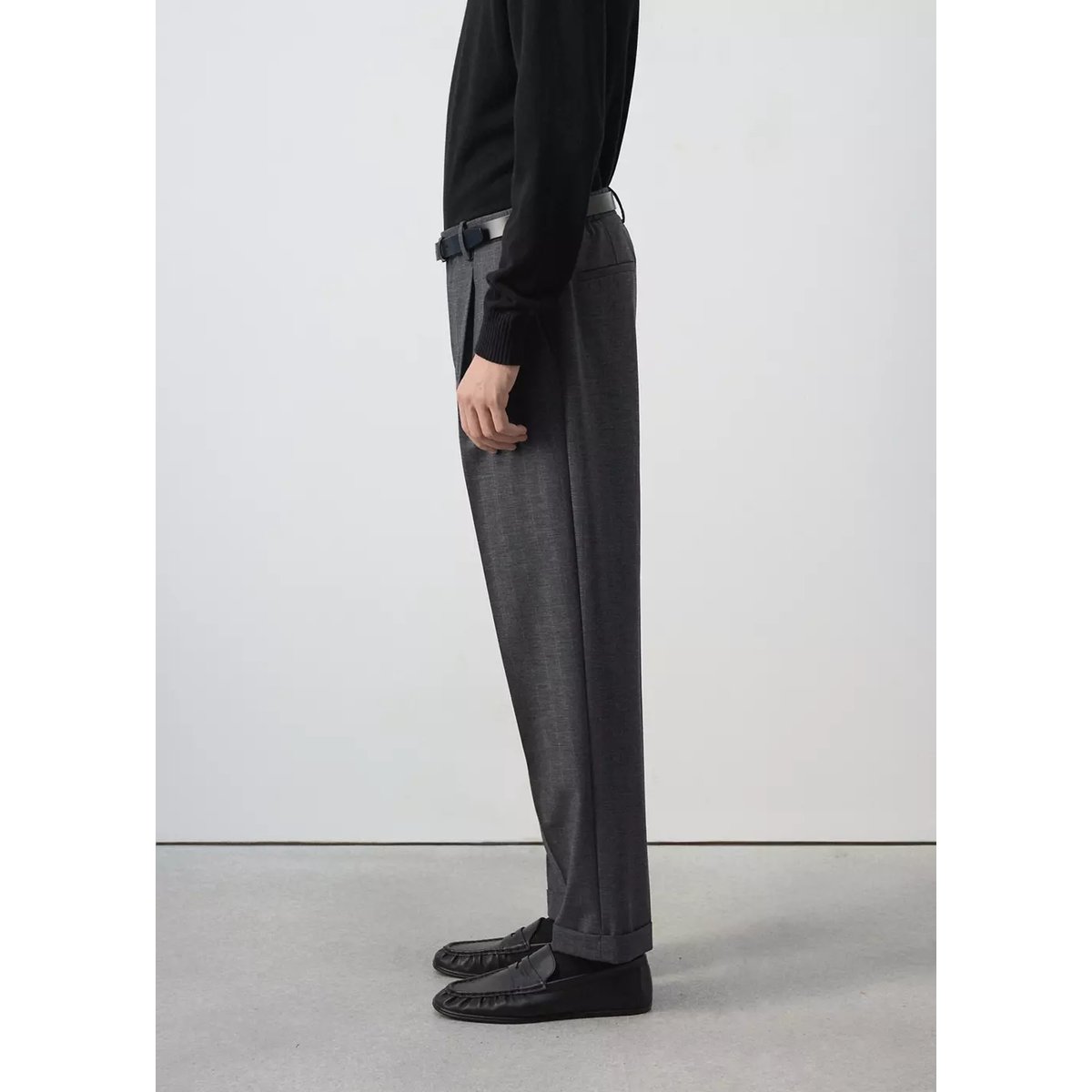 Pantalon regular fit à rayures tennis gris chiné foncé, MANGO MAN