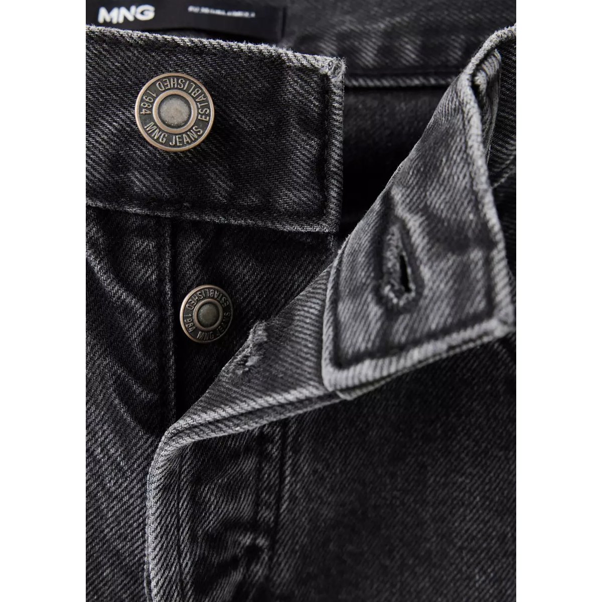 Jean droit taille basse black denim, MANGO