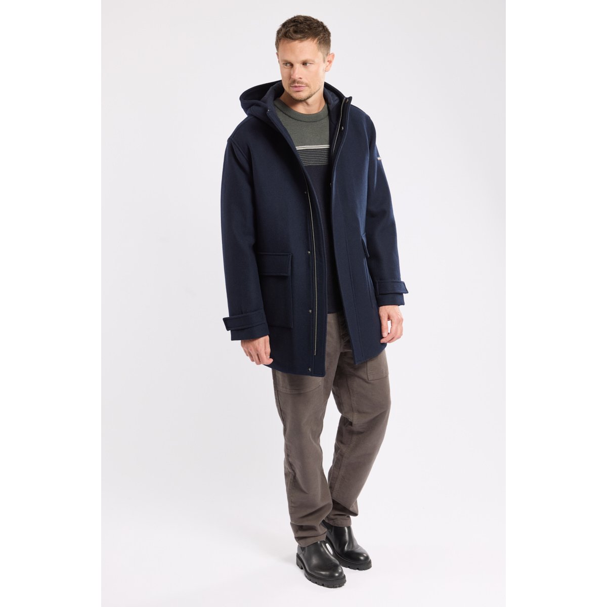 Parka à capuche en laine rich navy, ARMOR-LUX