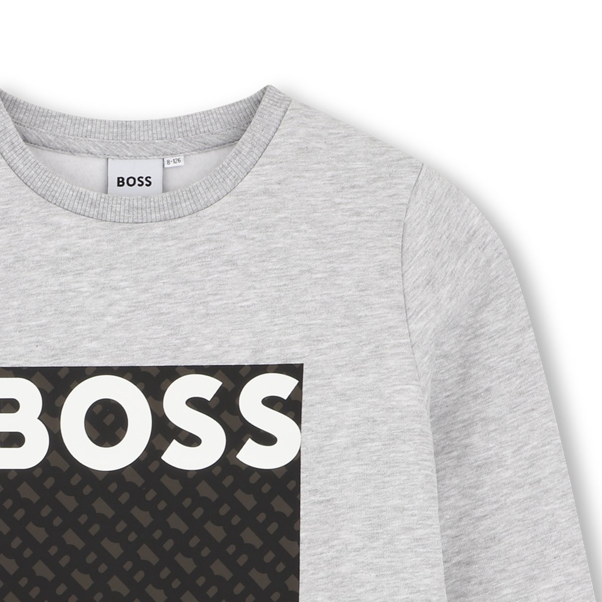 Sweat col rond molletoné gris chine, BOSS KIDSWEAR