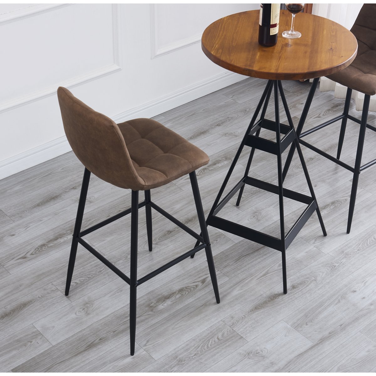 Lot de 2 tabourets de bar en simili, BJORN marron vintage, NORDLYS