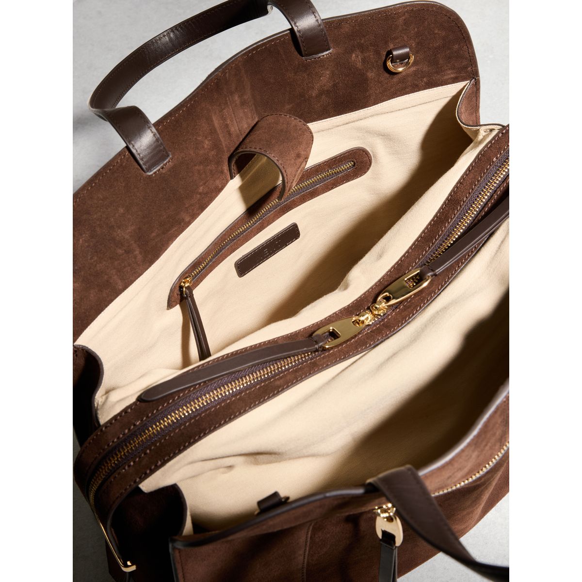Sac fourre-tout en daim n. premium marron chocolat, NEXT