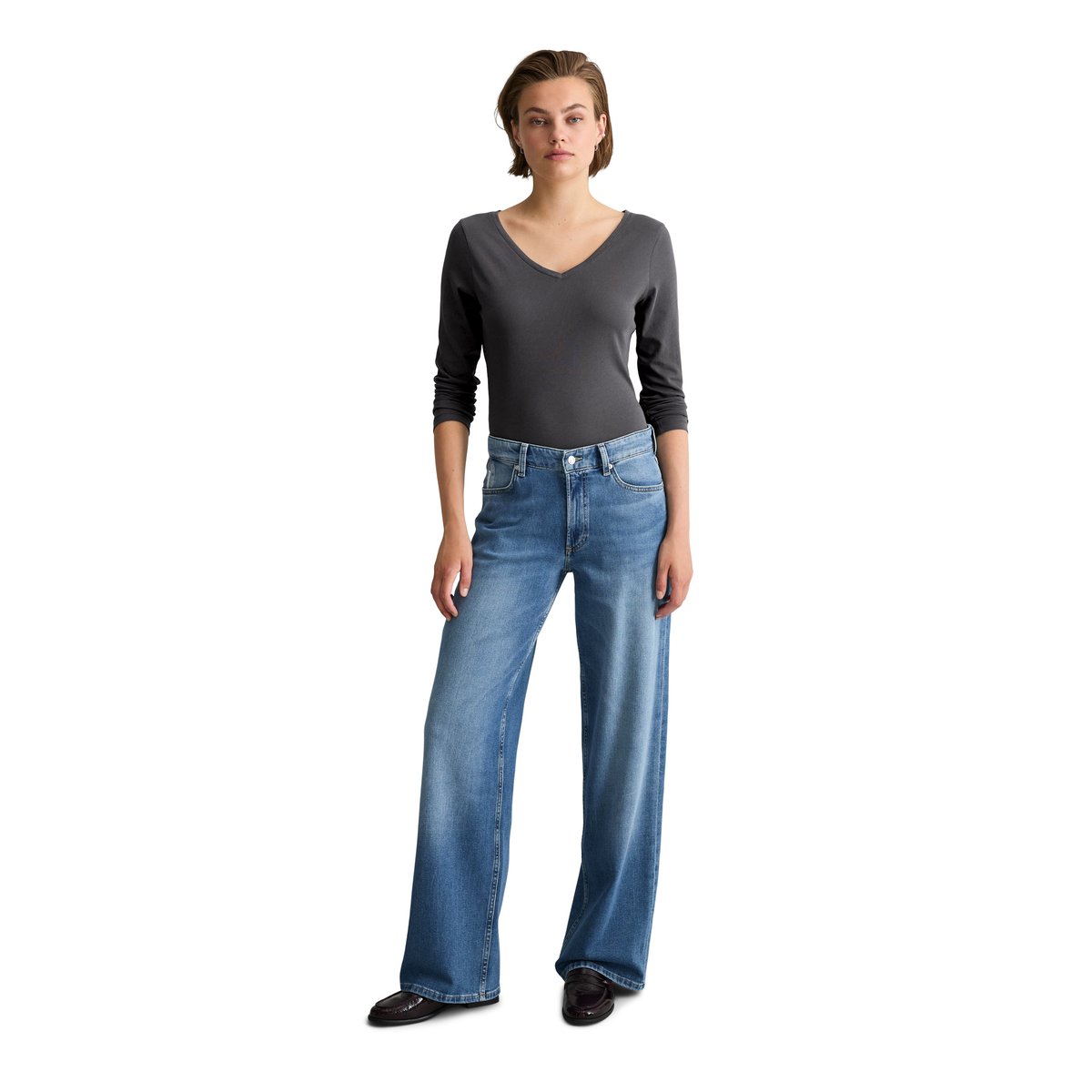 Jeans modèle Tomke wide en coton bio stretch tout doux bleu, MARC O’POLO DENIM