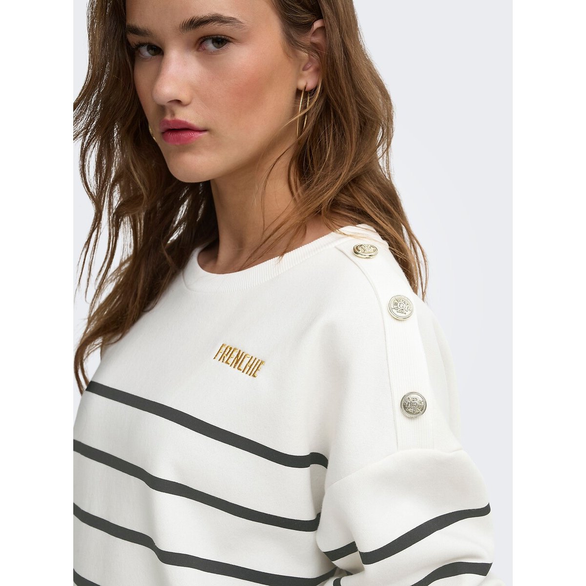 Breton Striped Jumper with Shoulder Buttons navy striped, ONLY
