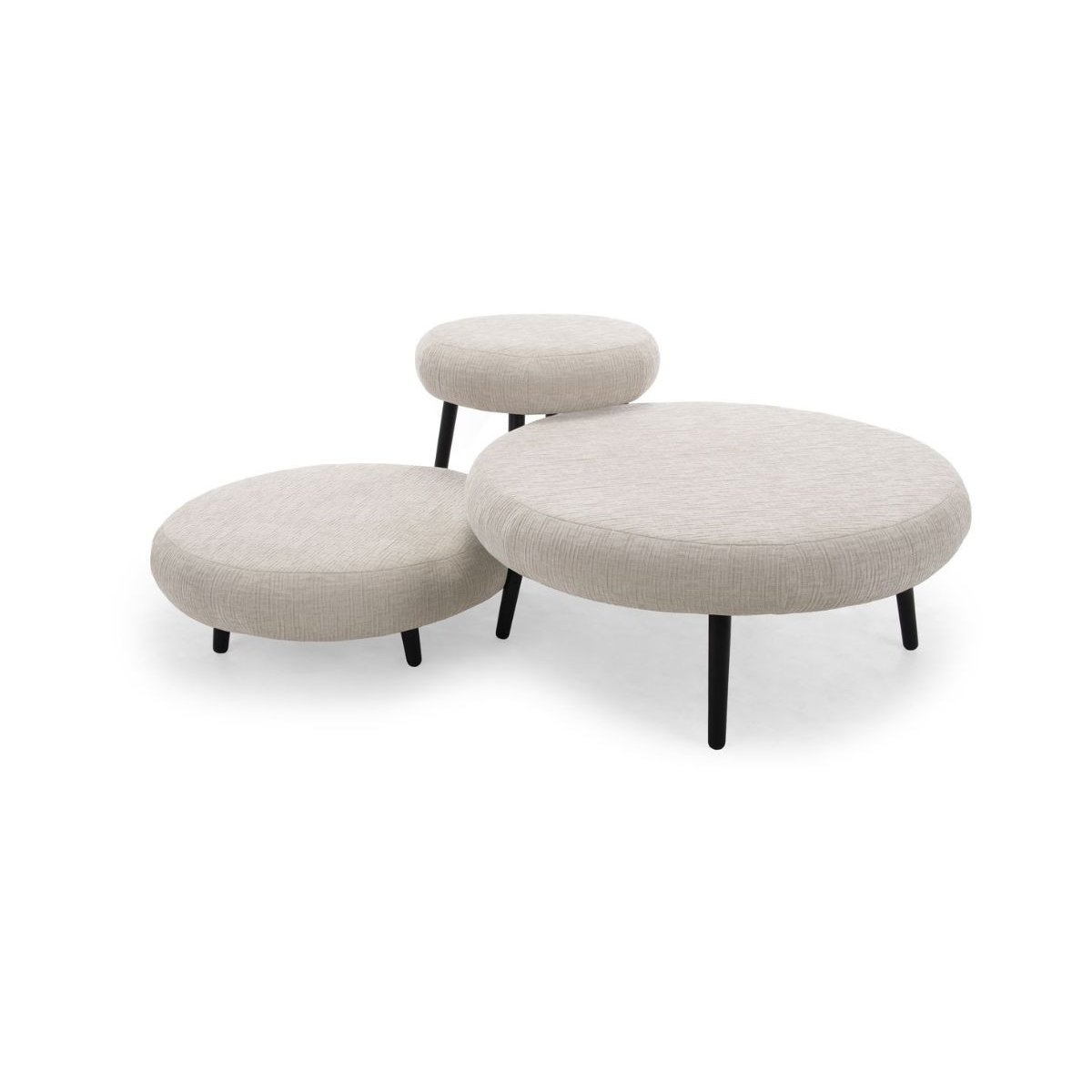 Pouf tissu texturé, EDEN beige, BOBOCHIC