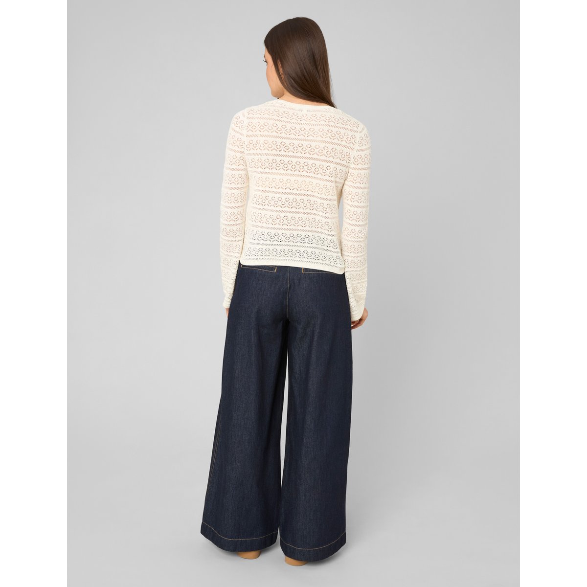Gilet maille ajourée ecru, BZB