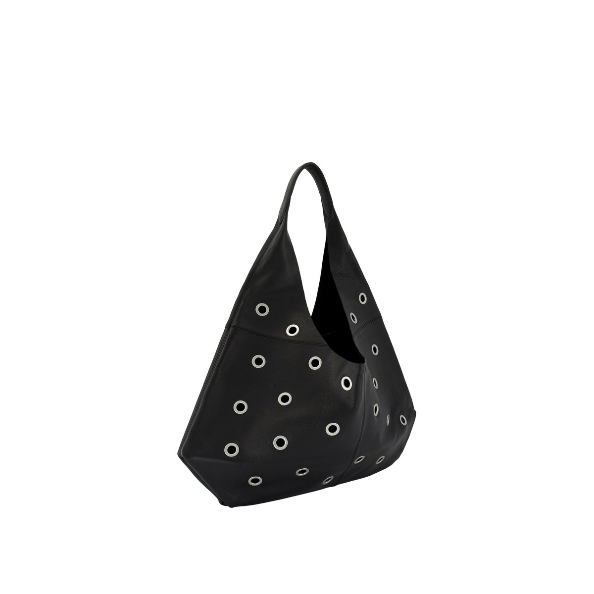 Sac à main cuir décor oeillets Taille L HOBO noir, IKKS
