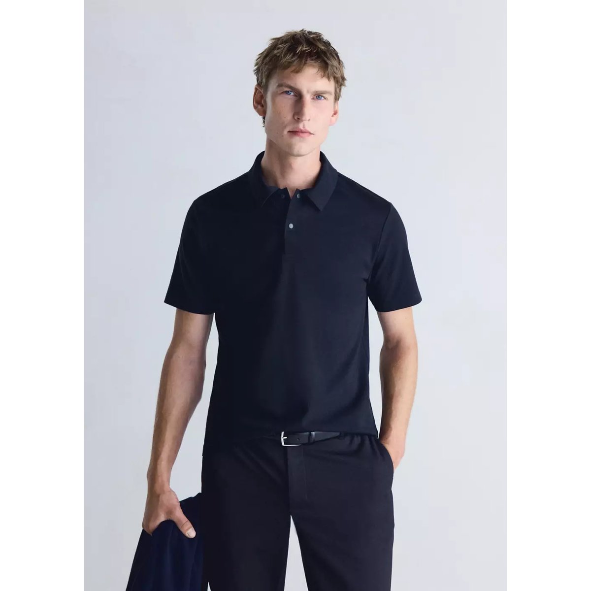 Polo slim-fit Thermolite® bleu marine, MANGO MAN