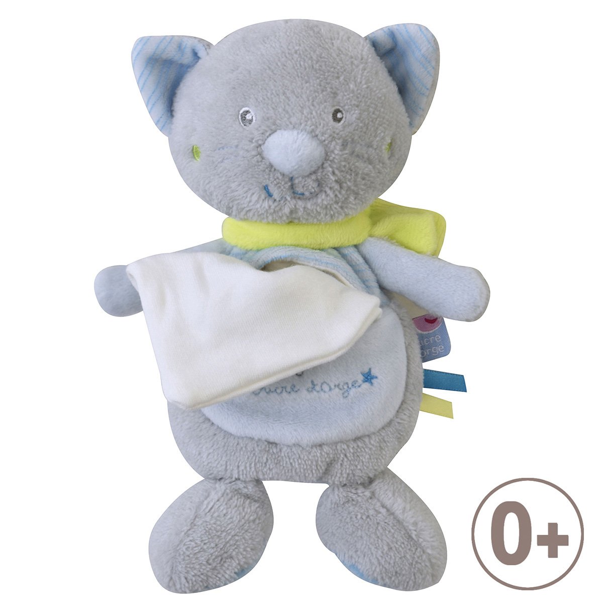Doudou mouchoir chat bleu, SUCRE D'ORGE