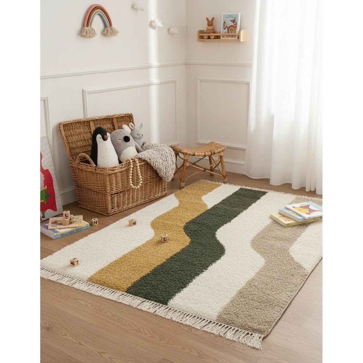 Tapis épais à franges COLORADO palette colorée, AFK LIVING