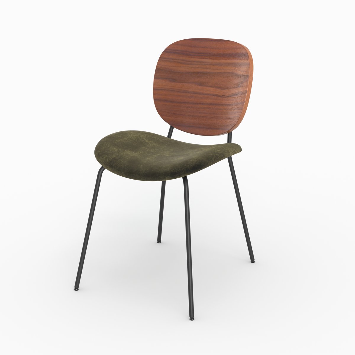 Lot de 2 chaises en velours - SIMONE vert kaki, MAISON PAVANE