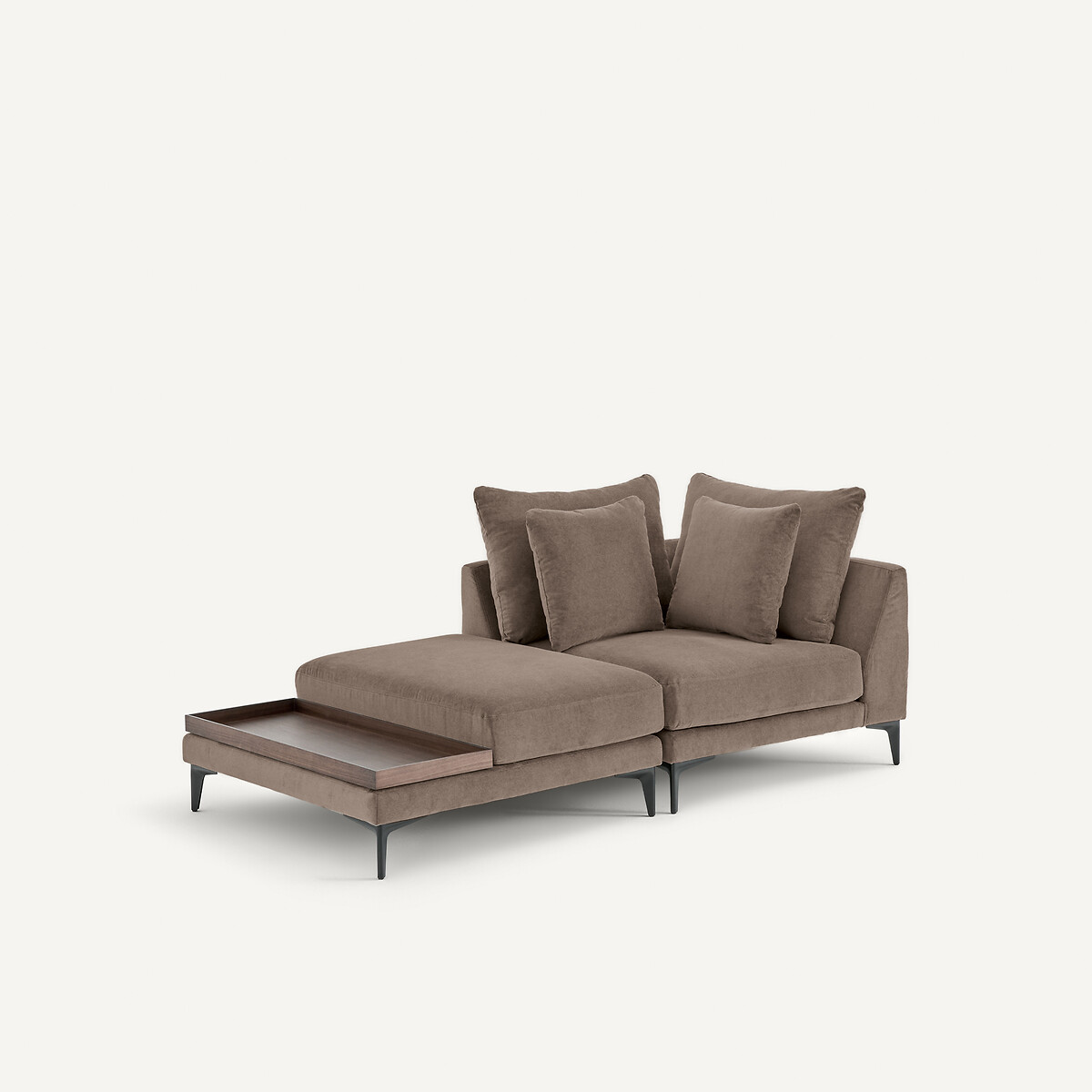 Canapé d'angle en velours stone, MODERNISTE gris moka, EMMANUEL GALLINA X AM.PM