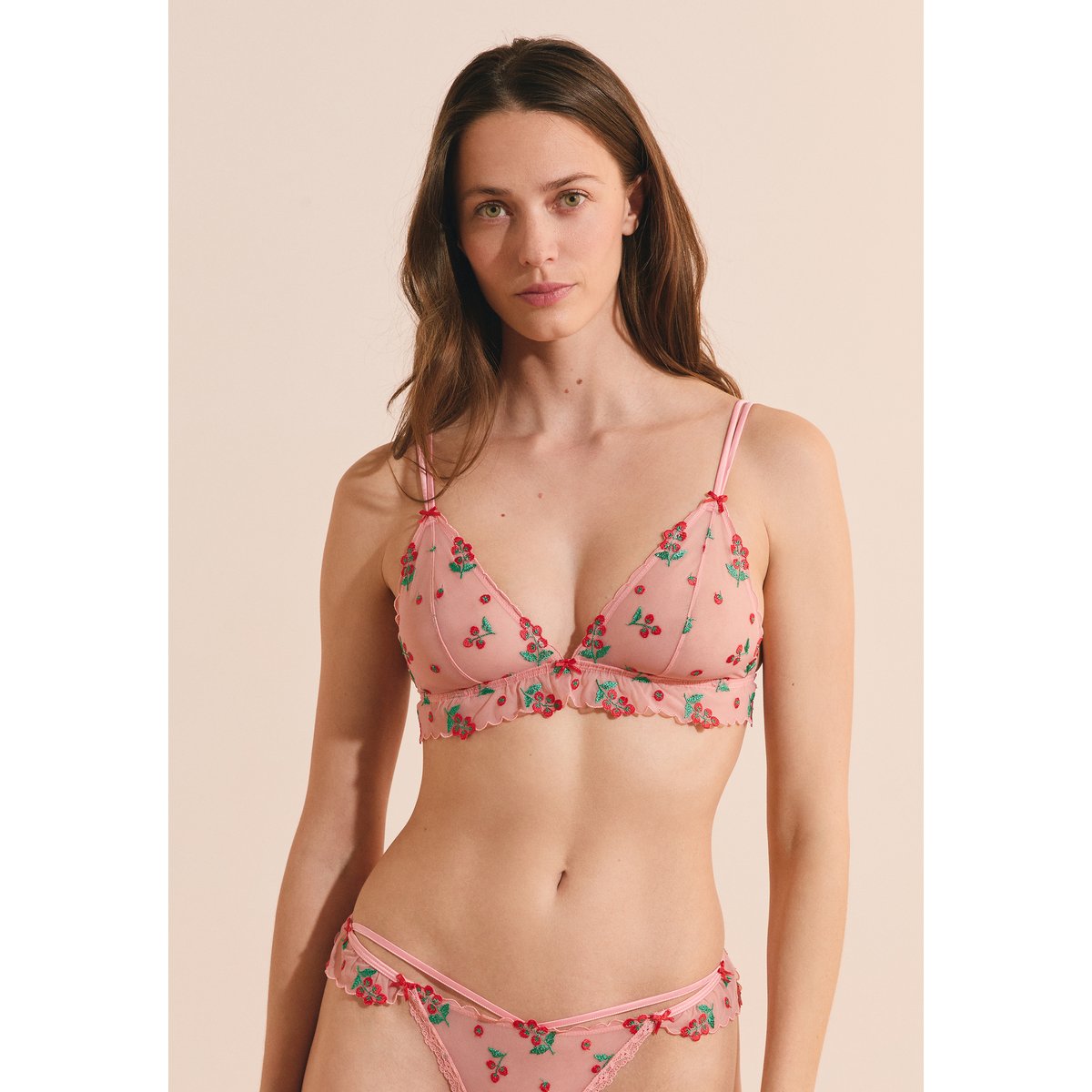 Soutien-gorge triangle avec broderie tomates TOMATO LOVE multicolore, ETAM