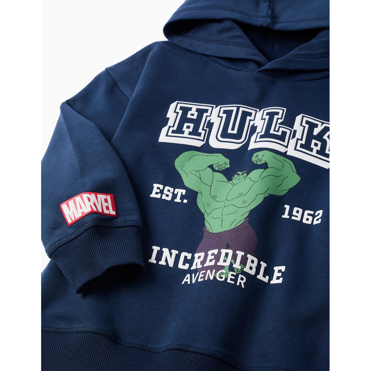 Sweat en coton peigné à capuche et imprimé Hulk bleu foncé, ZIPPY