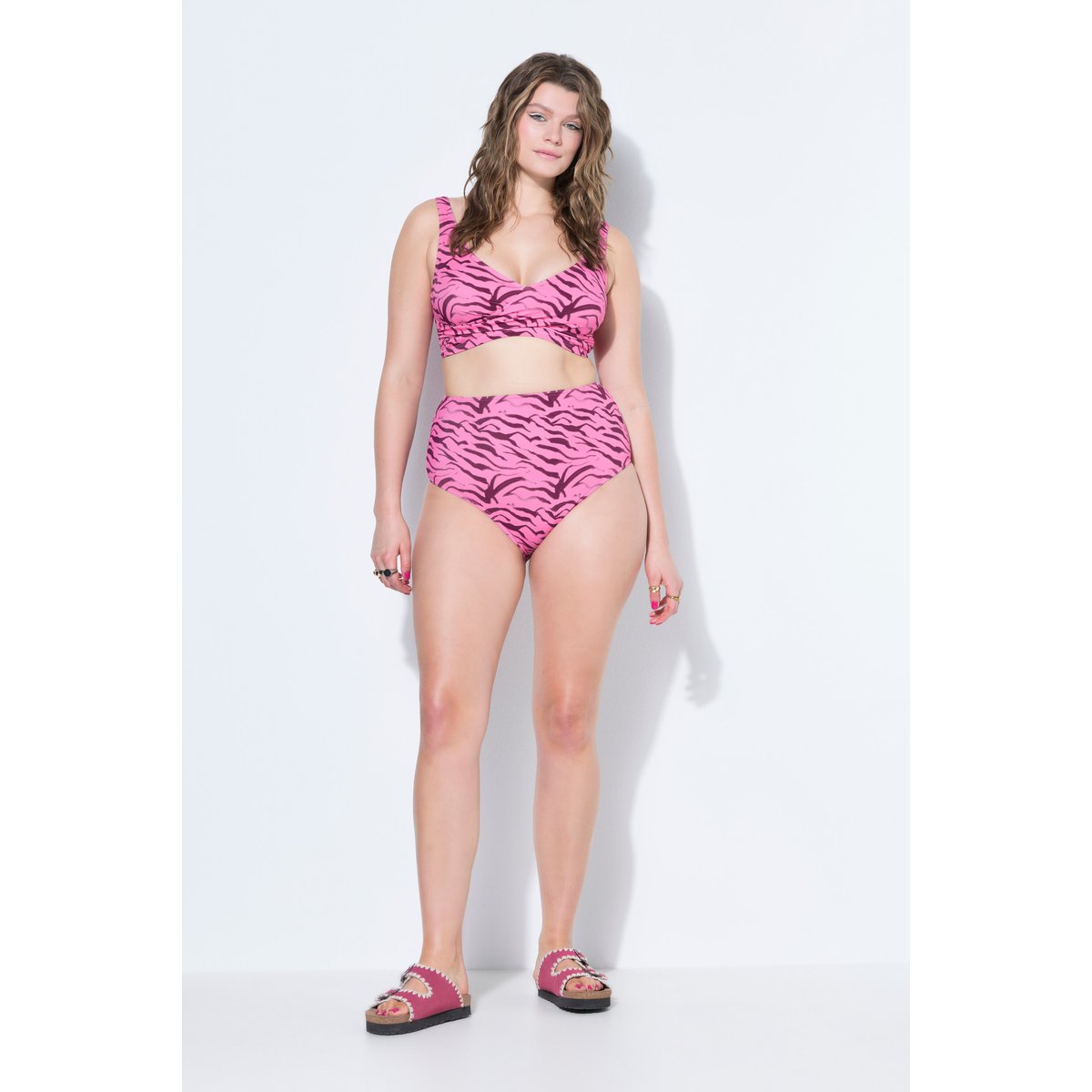 Bas de bikini, imprimé zèbre, taille haute rose vif, STUDIO UNTOLD