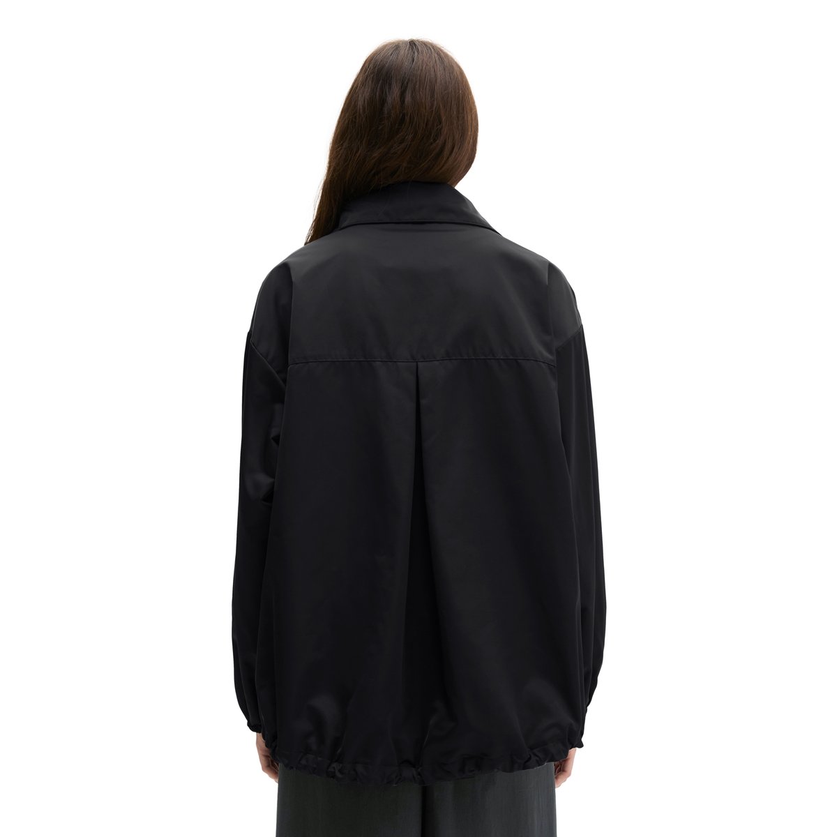 Long-Blouson loose en sergé de polyester Shiny recyclé noir, MARC O'POLO