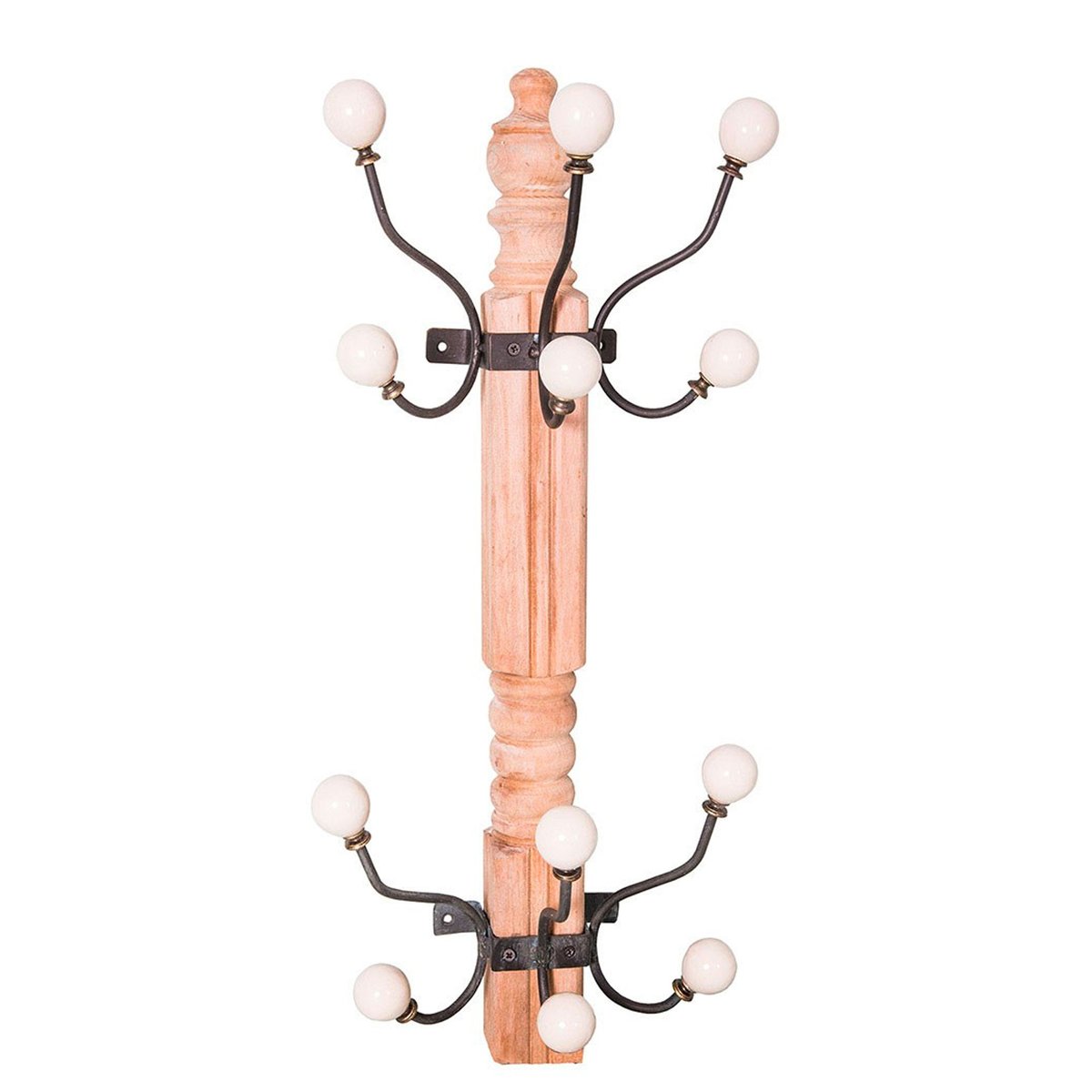 Portemanteau mural bois et métal 25x11x56cm bois, WADIGA