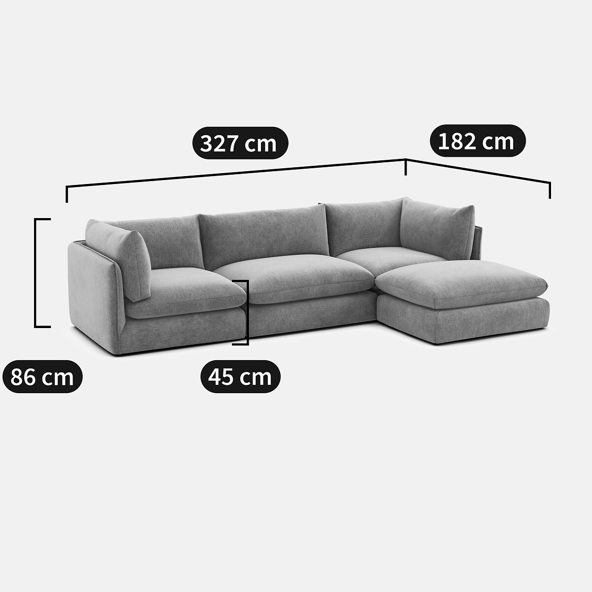 Canapé modulable 3 places avec pouf, en polyester chiné, MALO beige, LA REDOUTE INTERIEURS