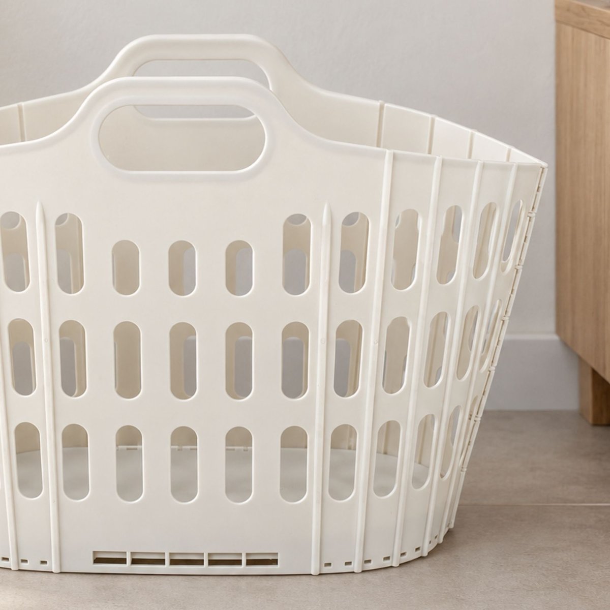 Corbeille à linge pliante ecru, HOME MAISON