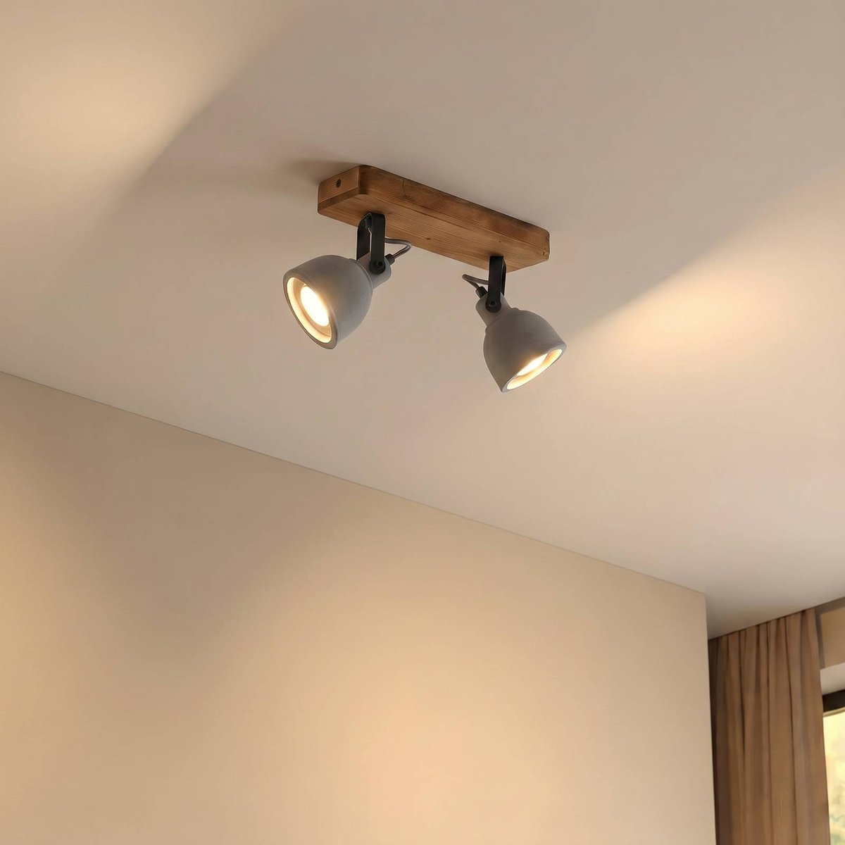 Spot industriel, Mitis gris, bois foncé, LINDBY