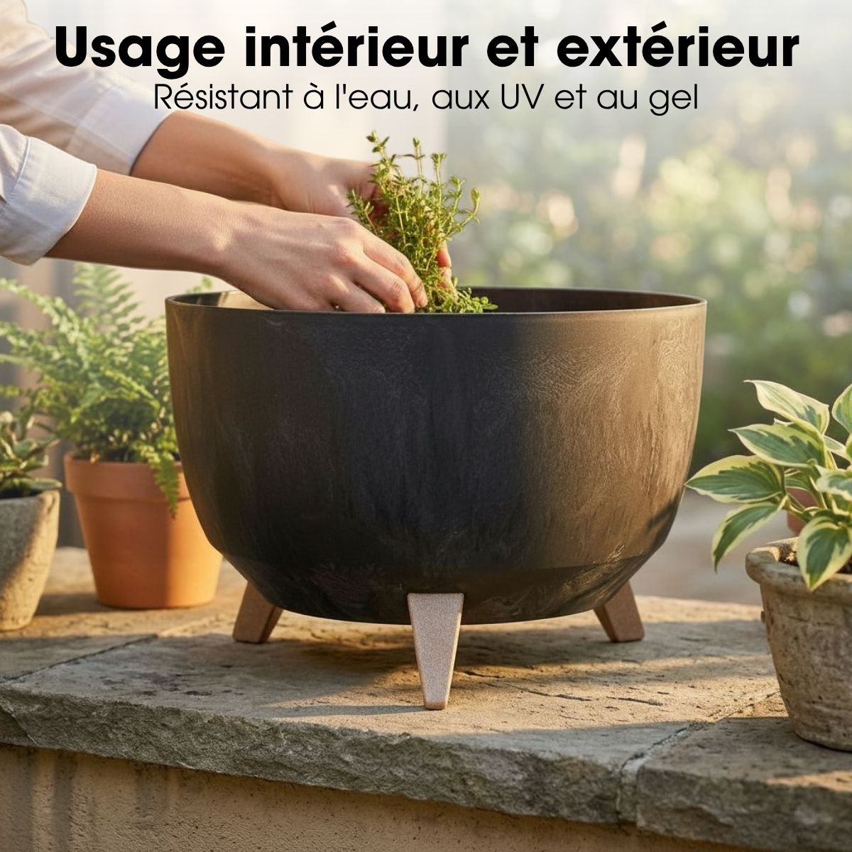 Bac à plantes DOPPIO noir, MICA DECORATIONS