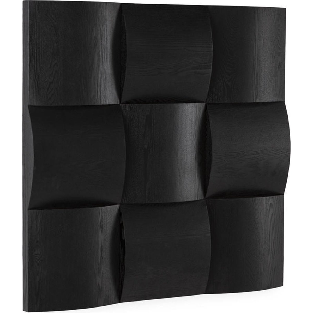 Sculpture murale en bois à relief graphique noir, RECOLLECTION