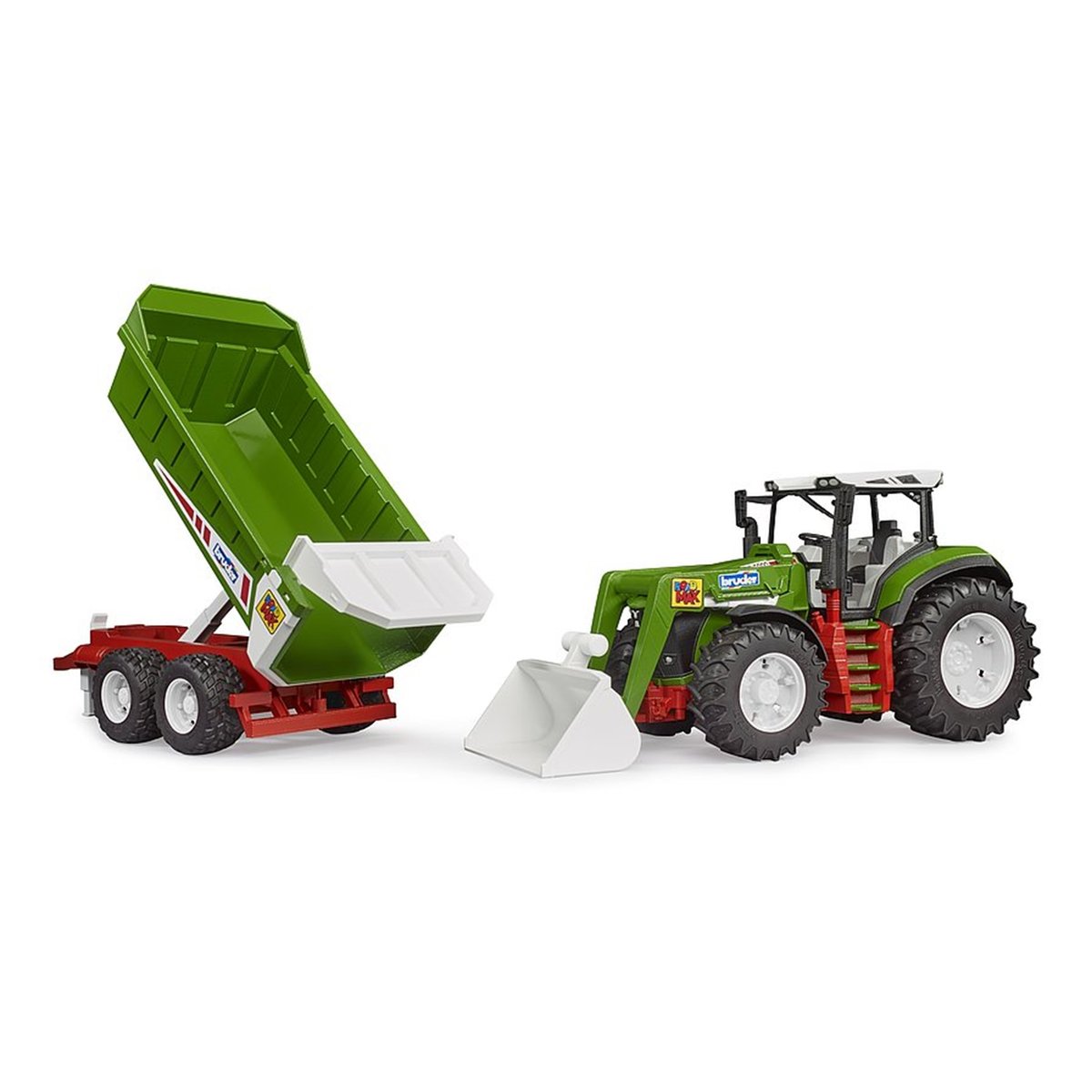 Roadmax tracteur avec chargeur avant et remorque basculante multicolore, BRUDER