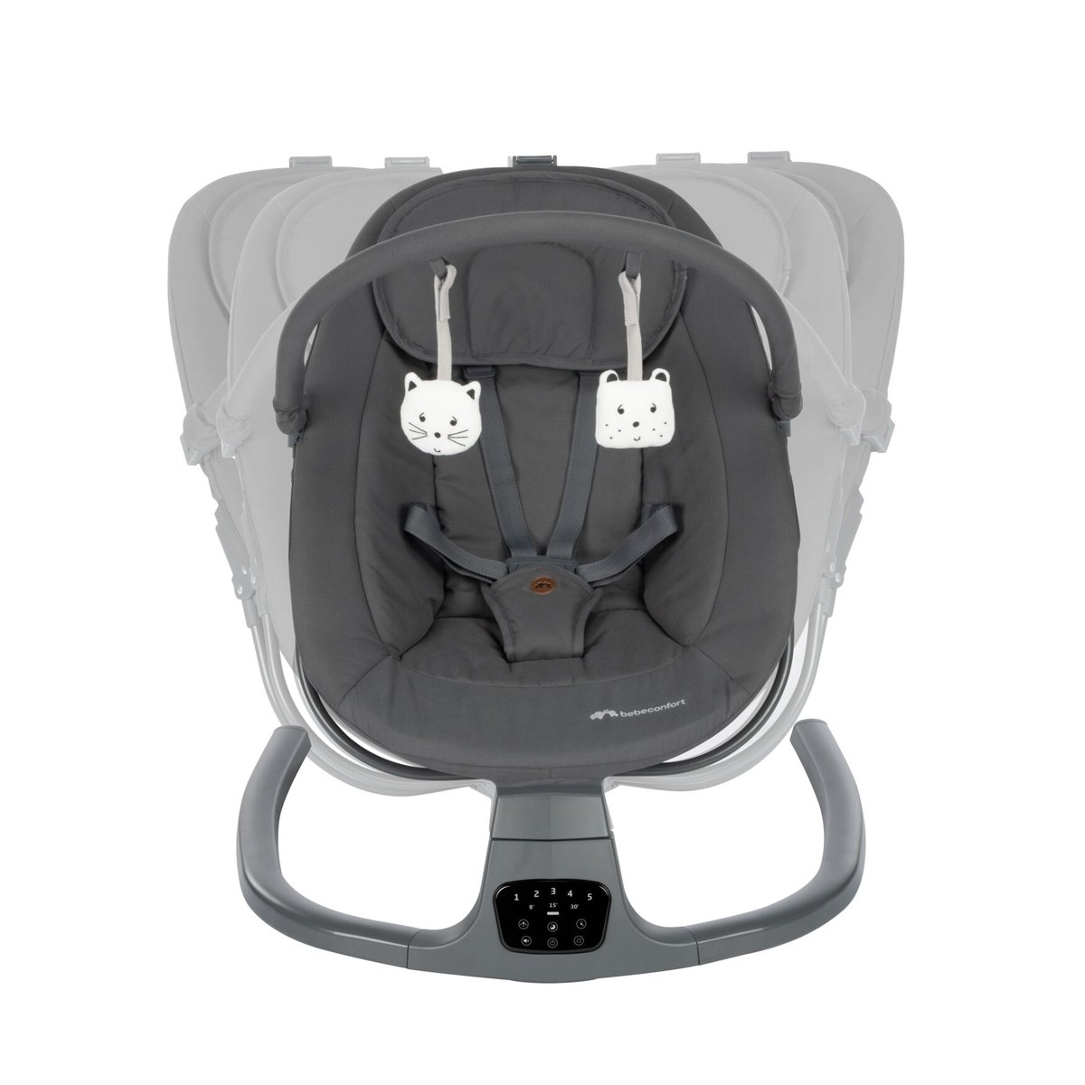 Balancelle Bébé automatique et Transat Melilo gris mineral, BEBECONFORT