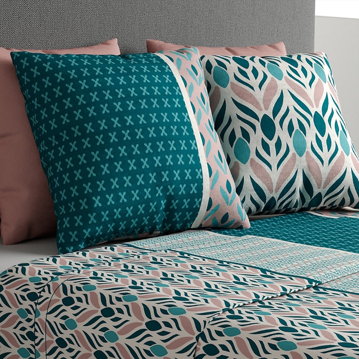 Parure de draps plat coton, Limbe bleu, ATELIER DU COTON