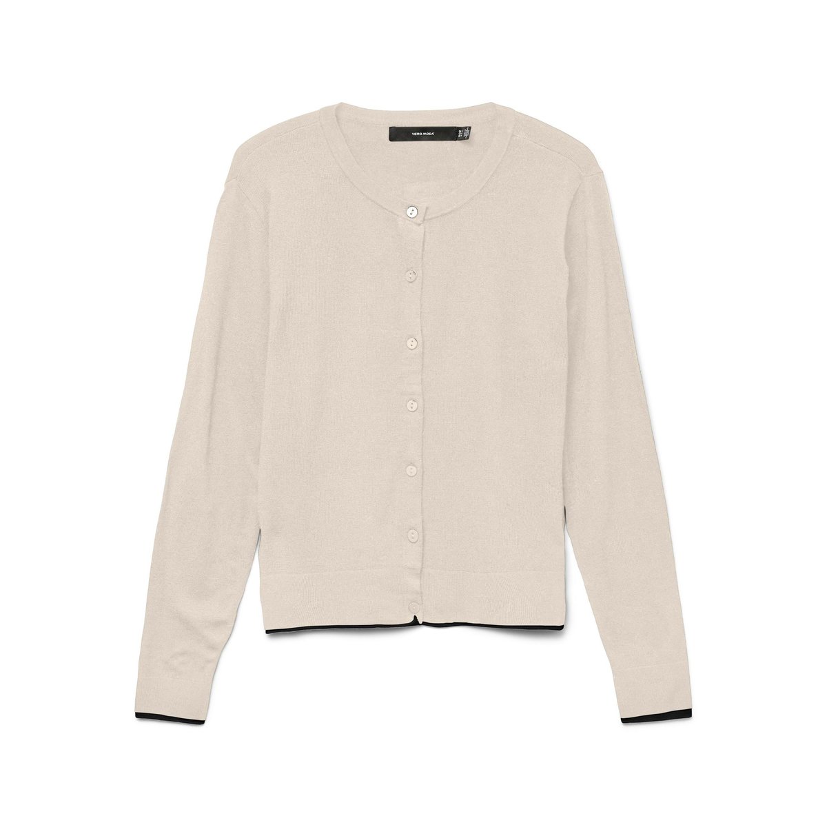 Gilet col rond en fine maille blanc cassé, VERO MODA