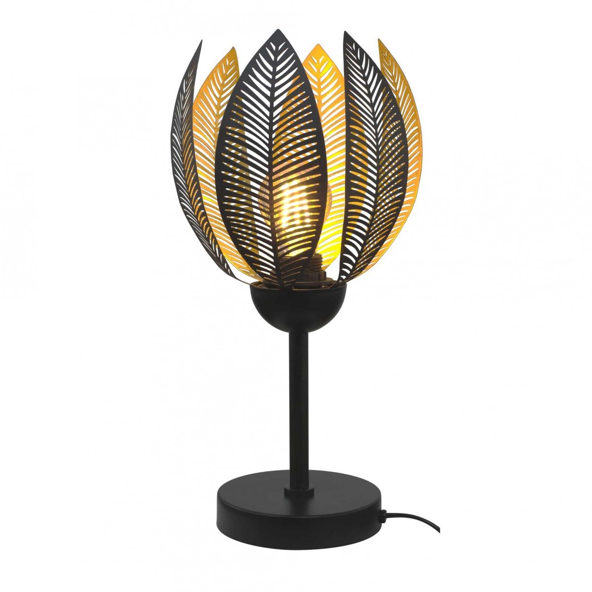 Lampe à poser en métal perforé, VESCA noir intérieur doré, C-CREATION