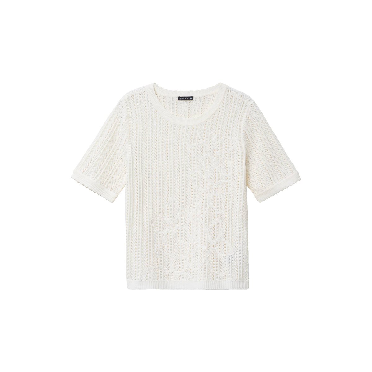 Pull ajouré col rond ecru, BREAL