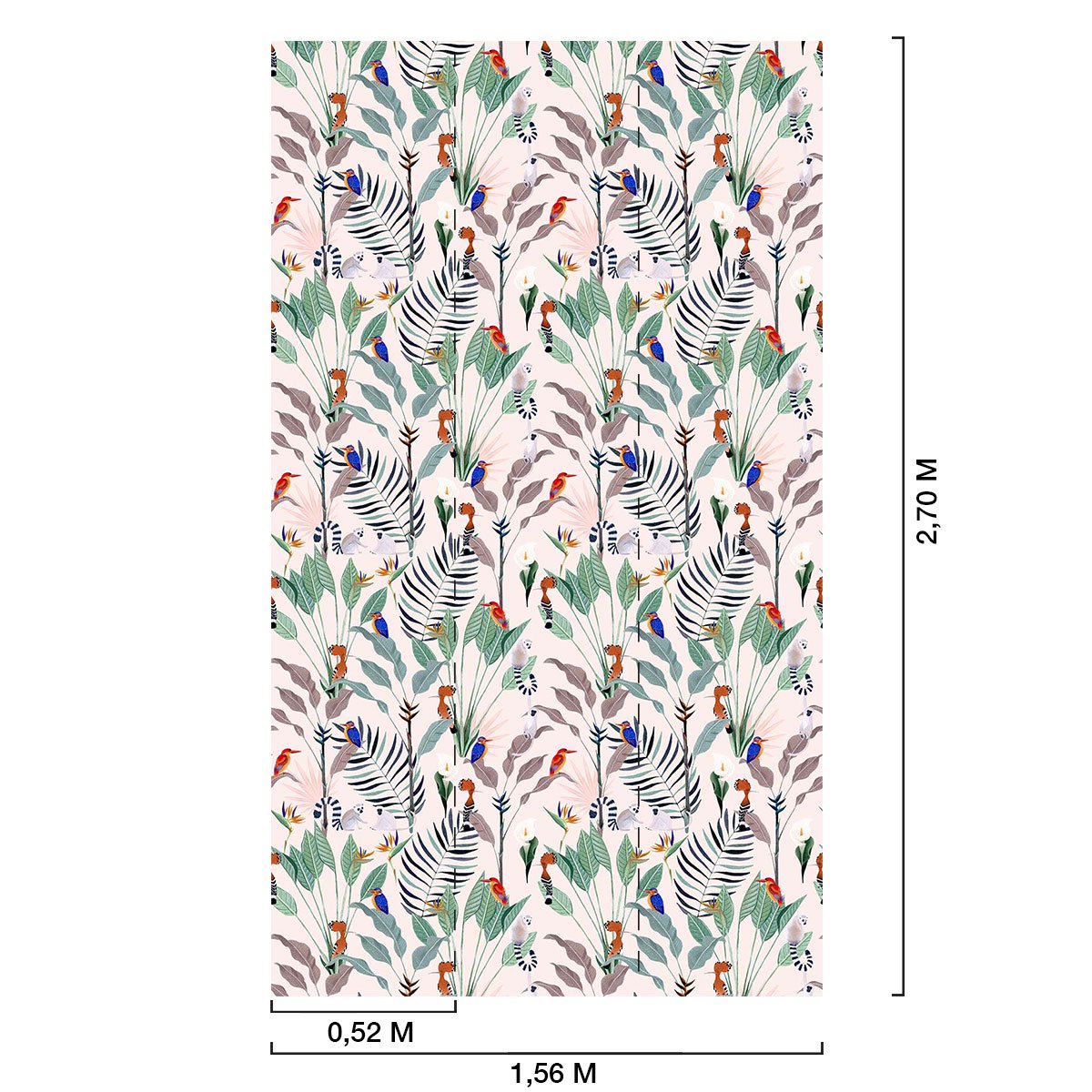 Papier peint oiseaux et lémuriens intissé, HEXOA