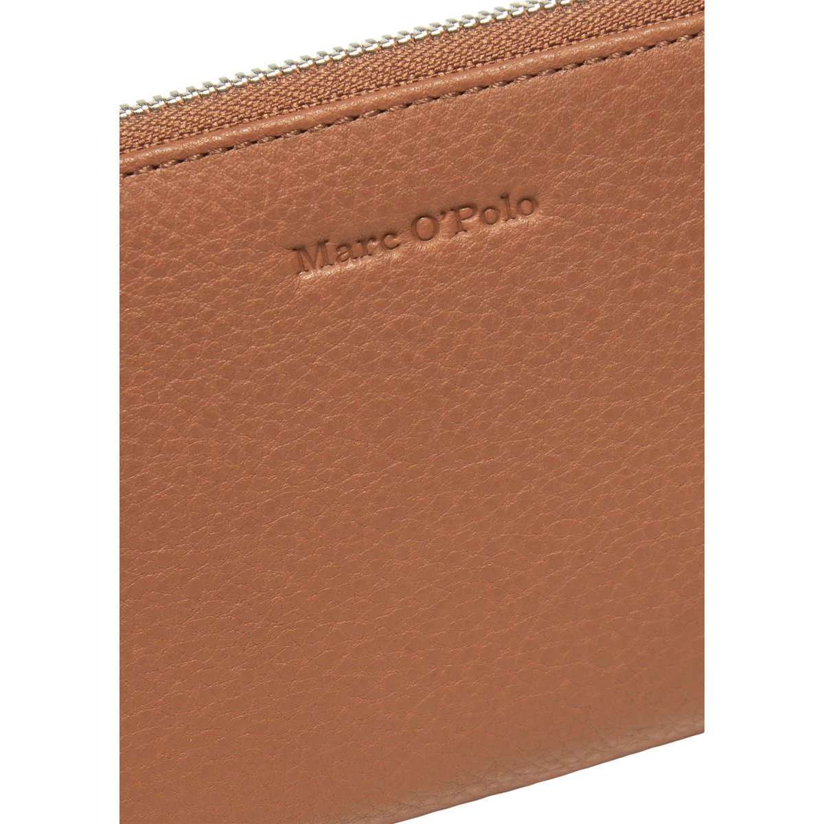 Portefeuille zippé en cuir de qualité supérieure marron foncé, MARC O'POLO