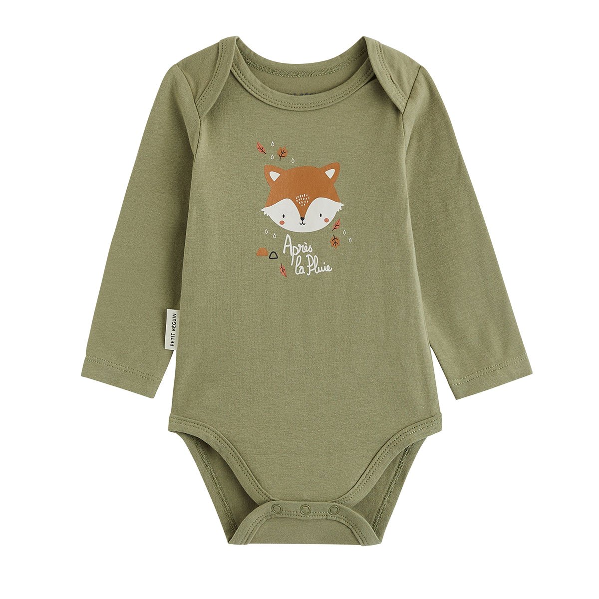 Lot de 2 bodies bébé manches longues Ginkgo vert, PETIT BEGUIN