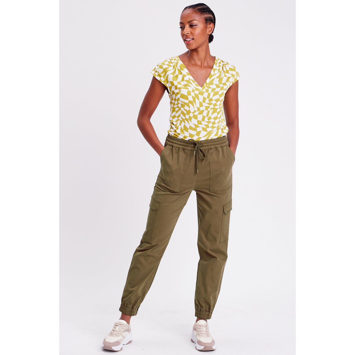 Pantalon cargo slim vert foncé, CACHE CACHE
