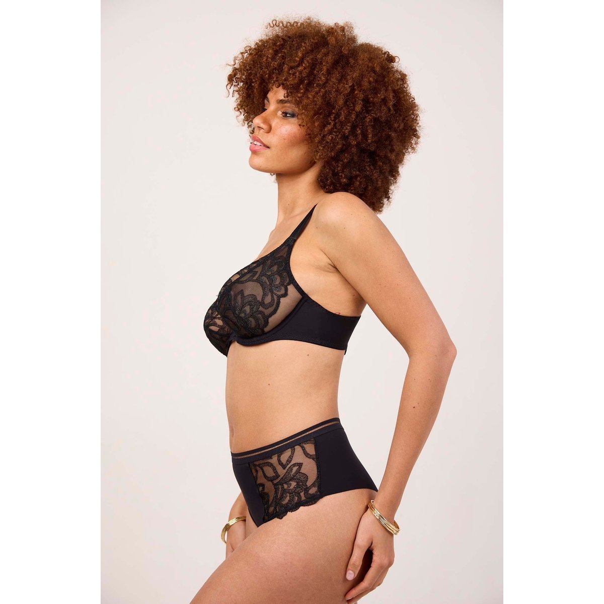 Tanga haut en broderie SUBLIME noir, MAISON LEJABY