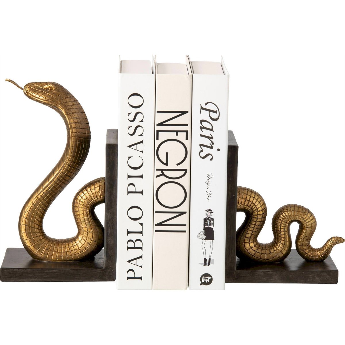 Serre-livres serpent en résine, Lot de 2 doré et noir, RECOLLECTION
