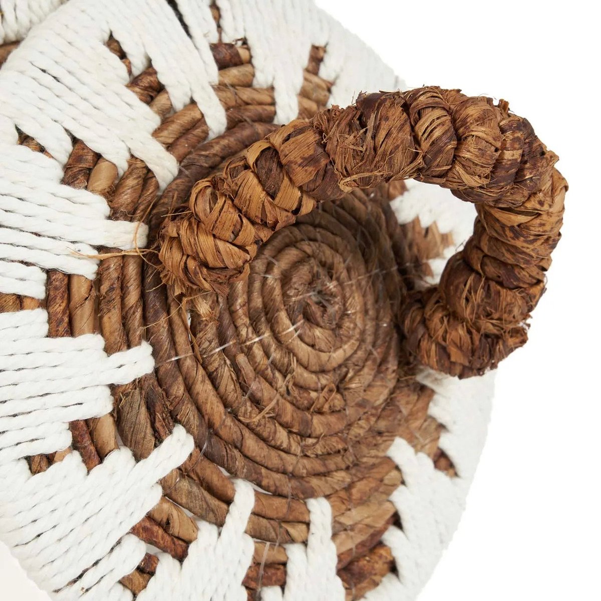 Panier en feuille de bananier LITTLE BAY blanc beige, BAZAR BIZAR